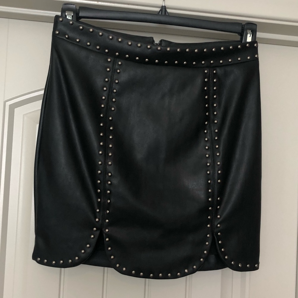 Studded faux leather skirt